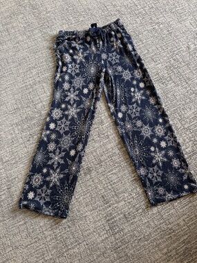 Navy Snowflake Print Pajama Pants